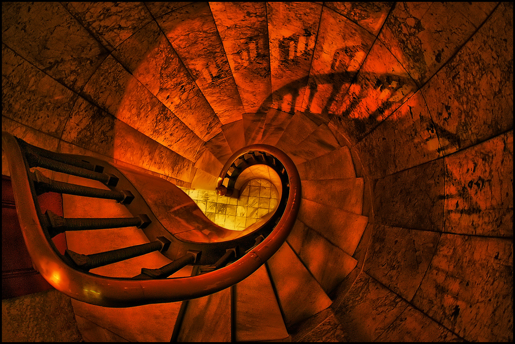 spiral stairs down